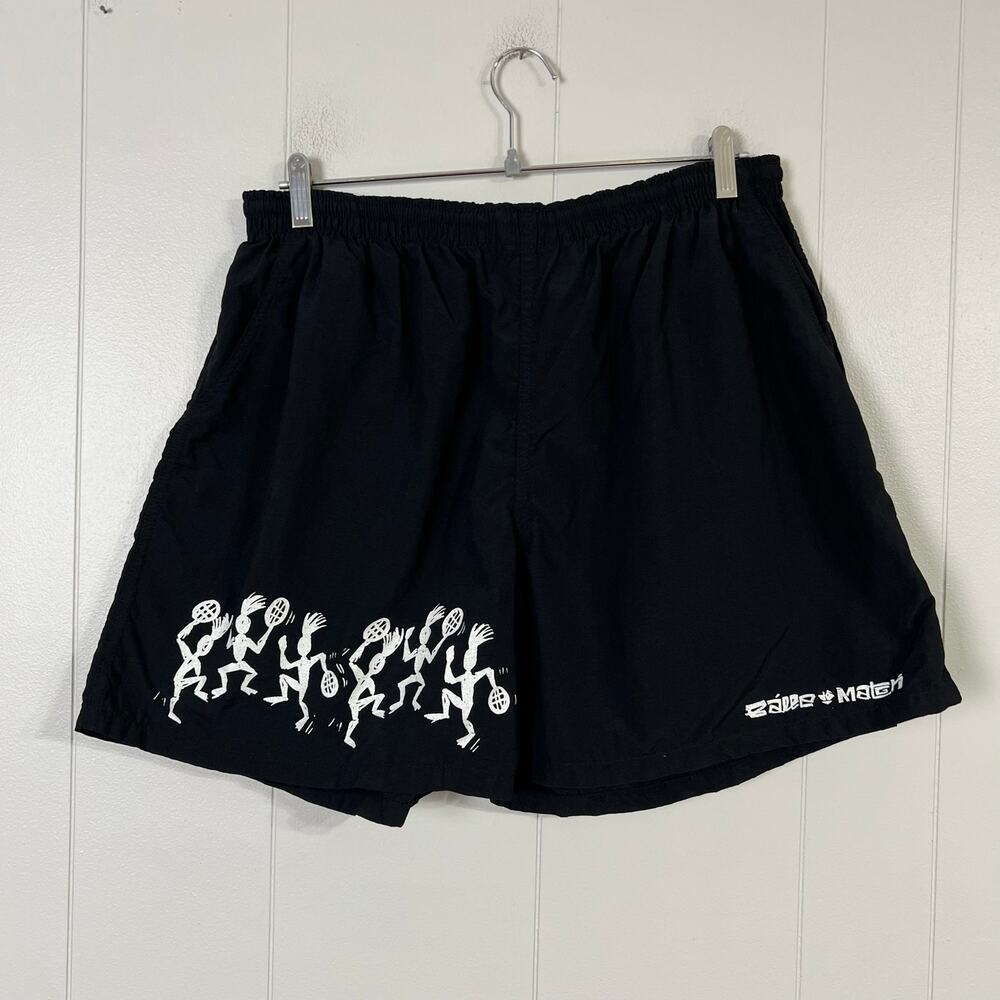 Vintage Balle de Match Mens XL Black Tennis Shorts Have A Yippee Day Made USA